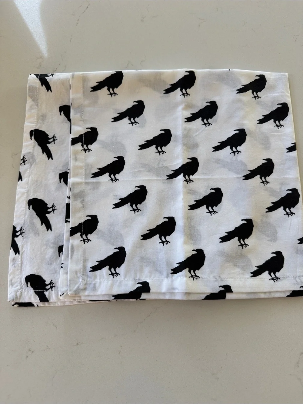 Crate & Barrel Black Raven Print Bird Napkins NWOT 🐦‍⬛ Sz: 20